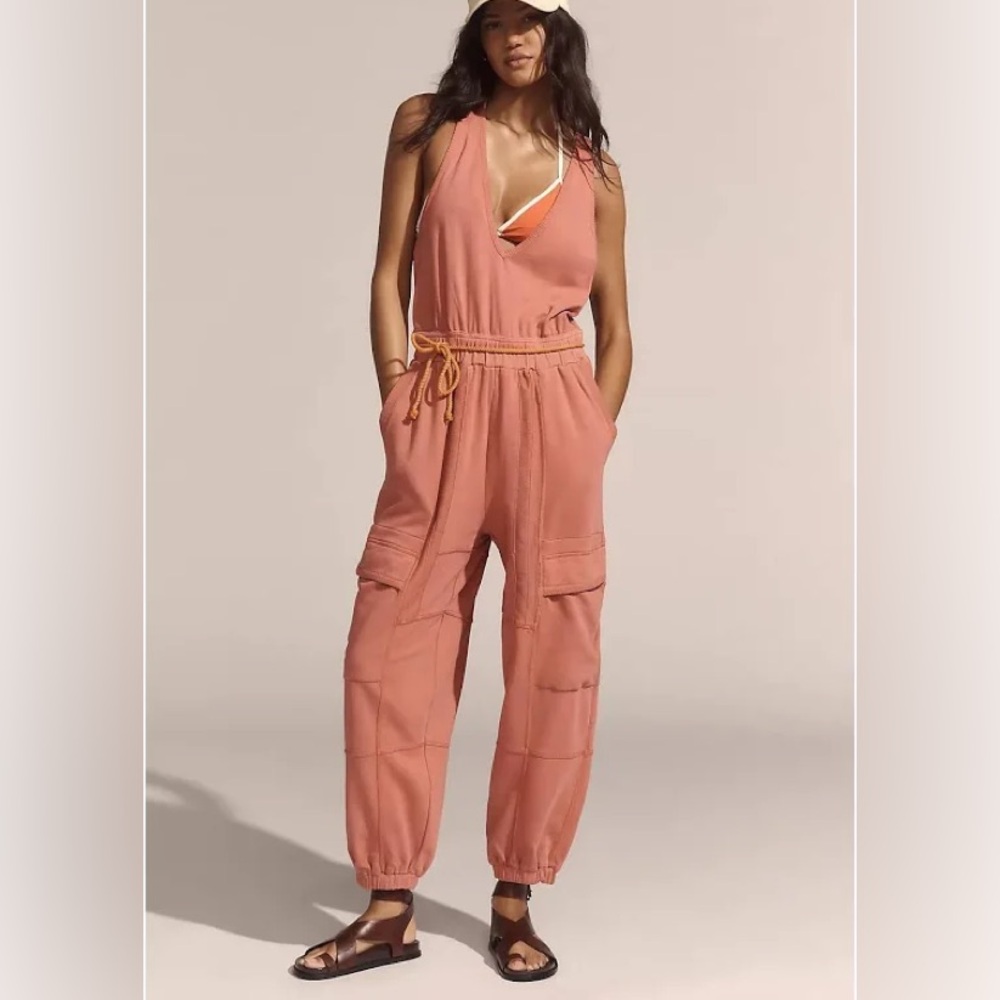 Anthropologie Coral Jumpsuit with Adjustable Waist NWT